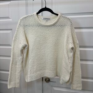 Cupcakes & Cashmere Cream Crew Neck Sweater with Textured Pattern